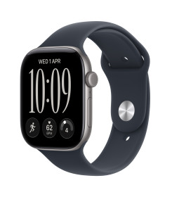 Apple Watch Series 12 GPS 42mm Case with Navy Blue Sport Band S/M